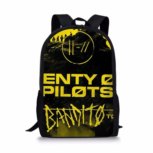 

twenty one pilots printed school bag kids backpacks rucksack book bags teenage boys girls orthopedic satchel mochila escolar