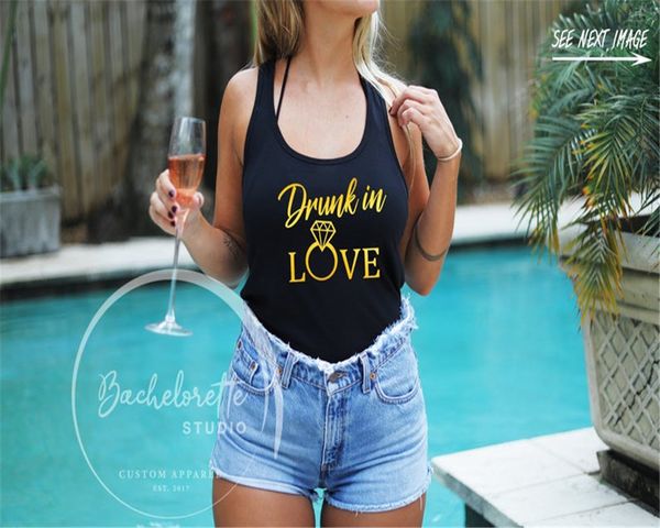 

bachelorette party just drunk drunk in love shirt tanks bridal party tank bridesmaid gift wedding swimwear women 2019, White;black