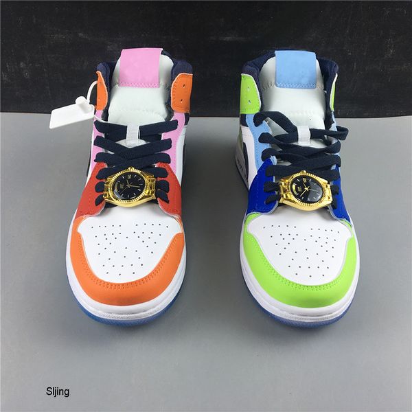 

with box 2019 mens basketball shoes blue the great 1s mid fearless cq7629-100 for men brand designer sports trainers