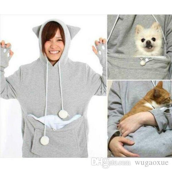 

2019 new kangaroo holder coat cat dog pet large pocket hoodie 5 colors, Black
