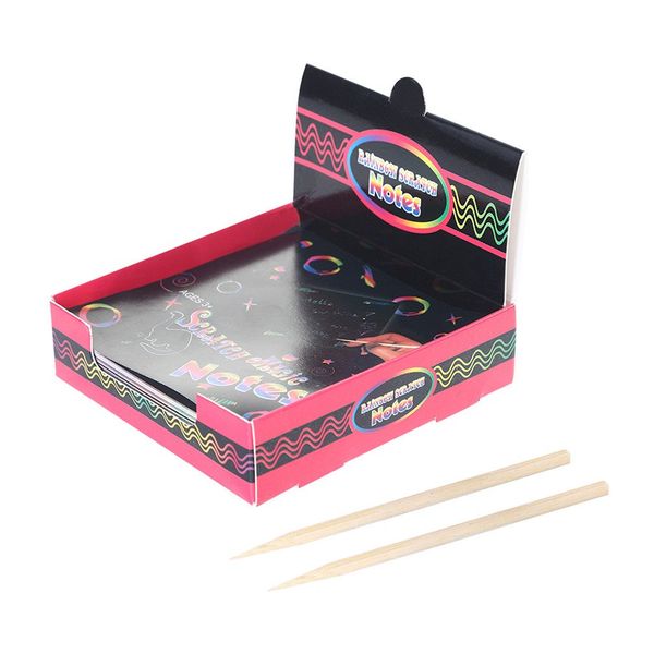 

scratch art box of rainbow mini notes creative hand made scratch painting children's puzzle scraping paper