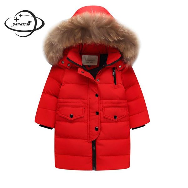 

kids down jacket winter boys and girls coats clothing covered button high collar long style children outerwear clothes h145, Blue;gray