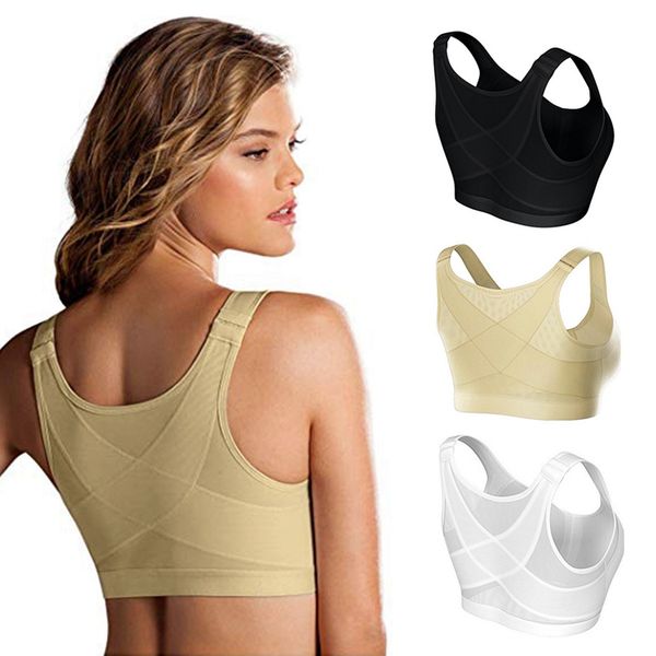 

women posture corrector lift up bra new cross back bra breathable underwear shockproof sports support fitness vest bras br, White;black