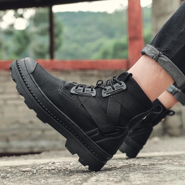 

ig size 38-46 men new shoes genuine leather men ankle boots fashion winter men boots warm casual shoes with fur, Black