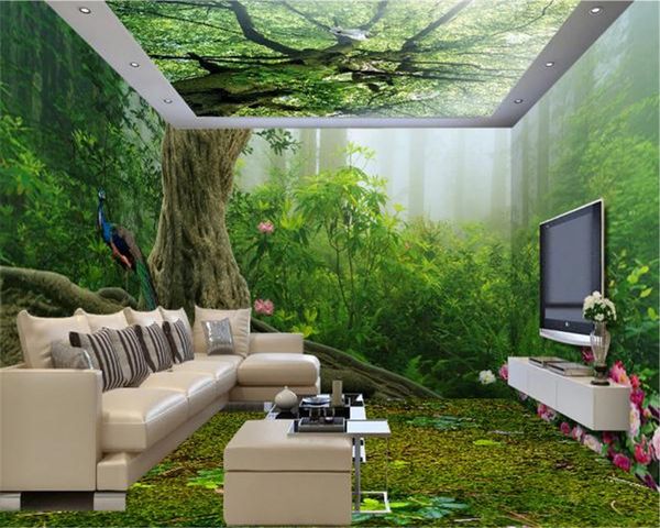 

пользовательские любой размер 3d обои фэнтези лес оригинальный лес 3d трехмерное весь дом тема космического фона стена