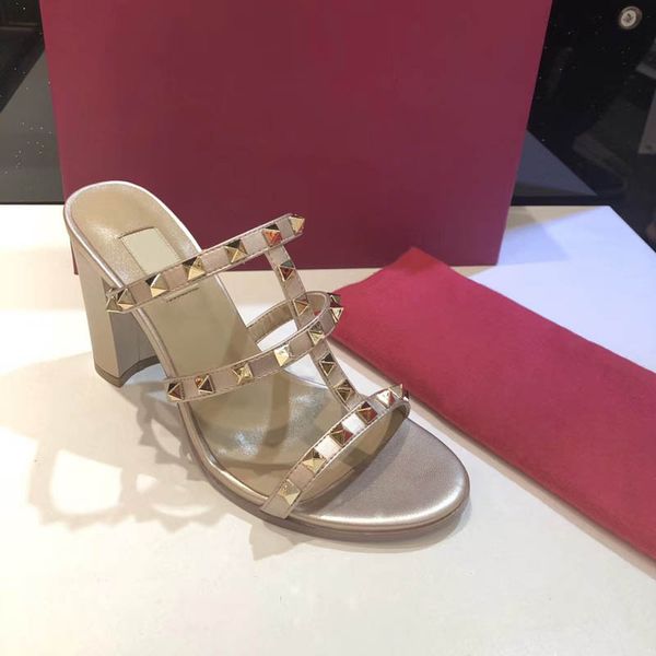 

classic luxury style women's shoes sandals fashion slippers sandal letter model heel leather stitching and making belt buckles, Black