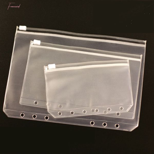 

5pcs lot a5 a6 a7 files holder standard transparent pvc loose leaf pouch with self styled zipper filing organizer product binder
