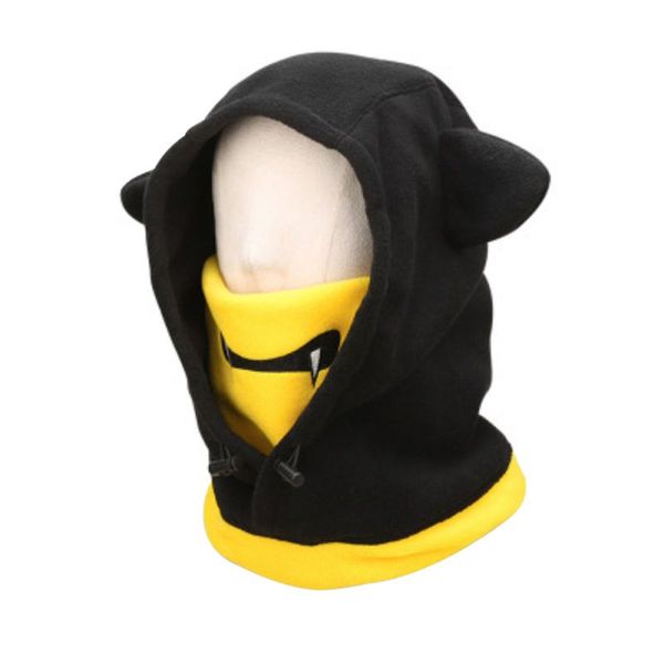 

skiing headgear cartoon animal pattern full face thermal outdoor protective balaclava hood ski cycling mask fast shipping, Black