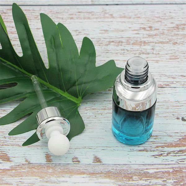 

moderate price 20ml 40ml luxury glass dropper bottle unique serum bottle blue color with special dropper