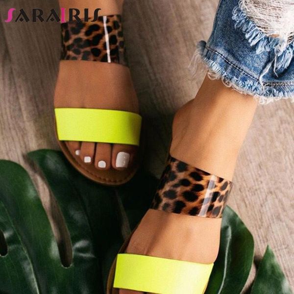 

sarairis summer casual flat slippers 2020 new ins mixed-color print flat slides women cool colorful pvc shoes woman, Black