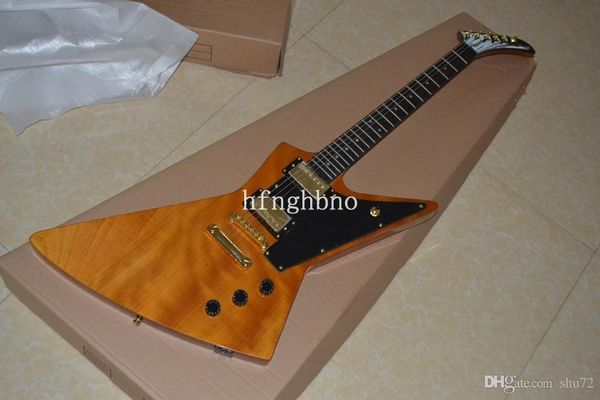 

factory flying v shape+yellow color+body mahogany body and neck electric guitar