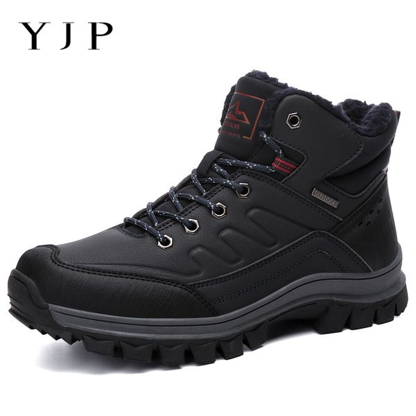 

yjp new men boots anti-skidding leather shoes men popular comfy shoes snow boots durable outsole outdoor non-slip, Black