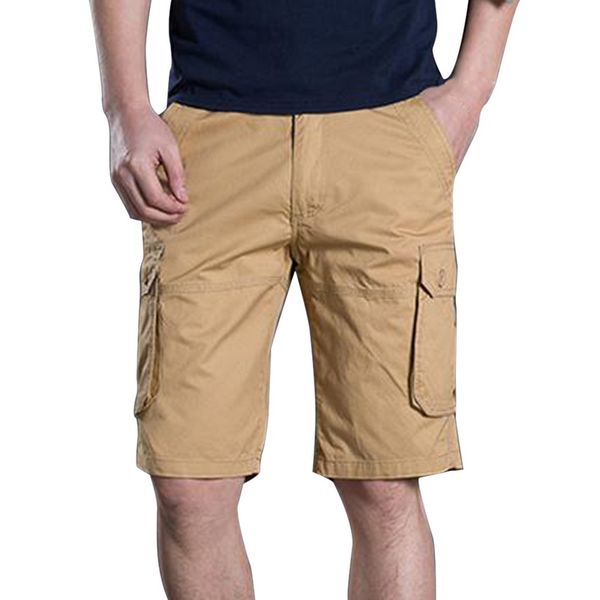 

loozykit men tooling shorts multi-pocket casual leisure beach shorts solid loose large safari style workout homme trousers