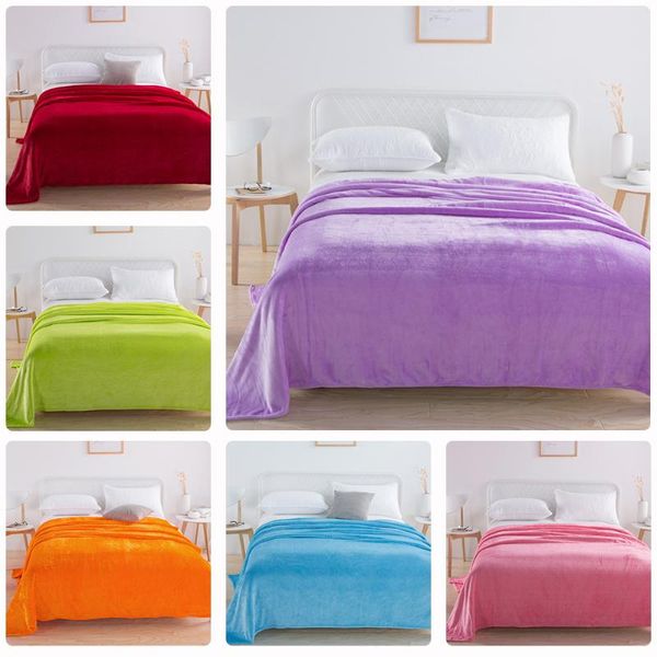

blankets solid super soft delicate coral blanket bed sheet room naps flange sofa sleeper car warm and comfortable