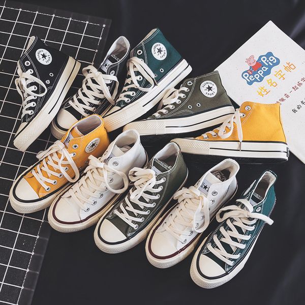 

european high-canvas shoes women's autumn new ins classic men's korean fashion sneakers 0038, Black