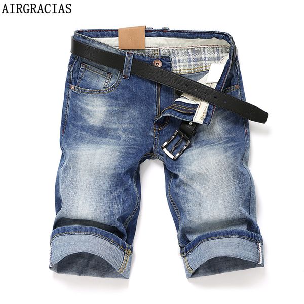 

airgracias short jeans men blue color straight denim jeans shorts mens knee length brand bermuda masculina