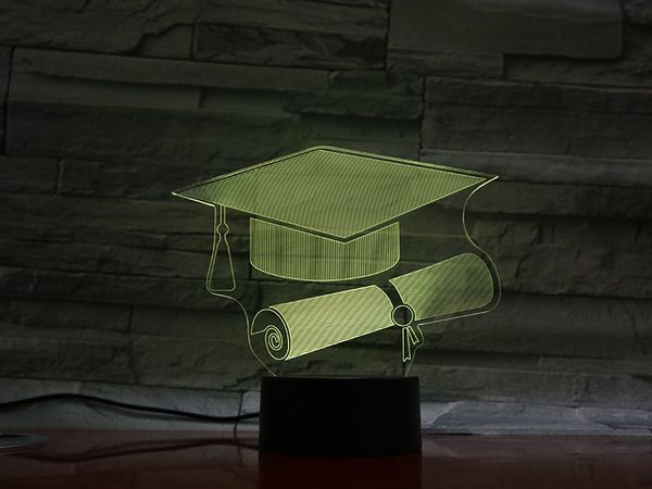 

the graduation ceremony bachelor's hat 3d lamp colorful with remote for festival prize led night light lamp battery operated