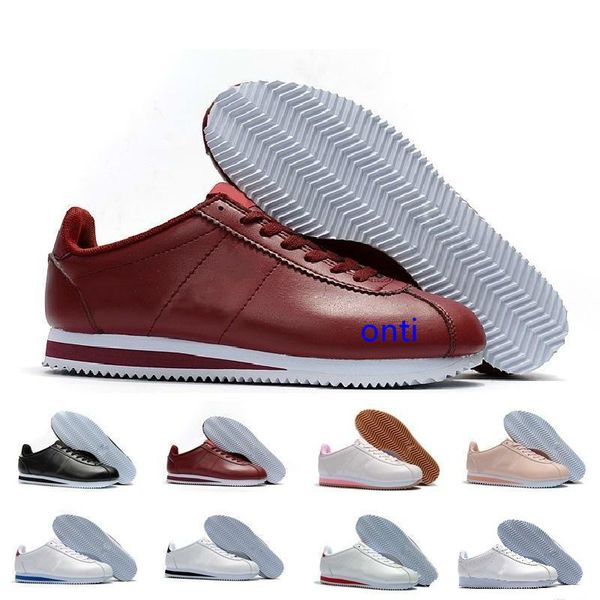 

nwe classic chaussures cortez basic leather casual shoes fashion men women black white red golden skateboarding sneakers