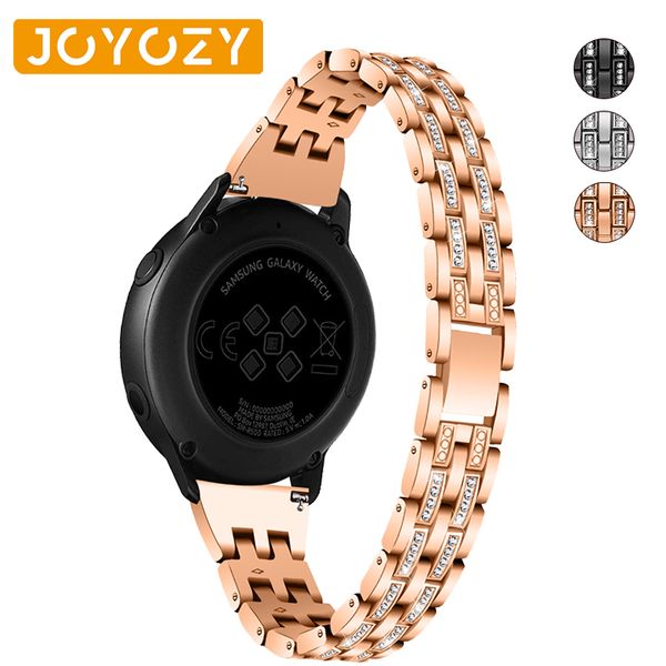 

joyozy exquisite diamond bracelet party for samsung gear s2 20mm watch band stainless steel for samsuang galaxy watch active, Black;brown