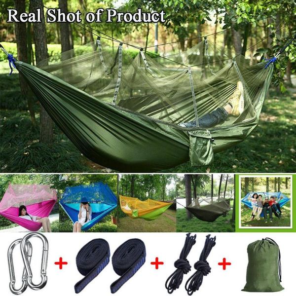 

large outdoor mosquito net parachute hammock 1-2 person hanging sleeping bed for camping backpacking travel beach 260x140cm