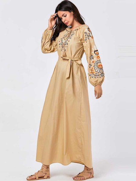 

mc209044 размера женщин хаки вышитых bubble sleeve пояс arabian платье большого свинг длинной maroc исламского платье кафтан arabe nation, Red