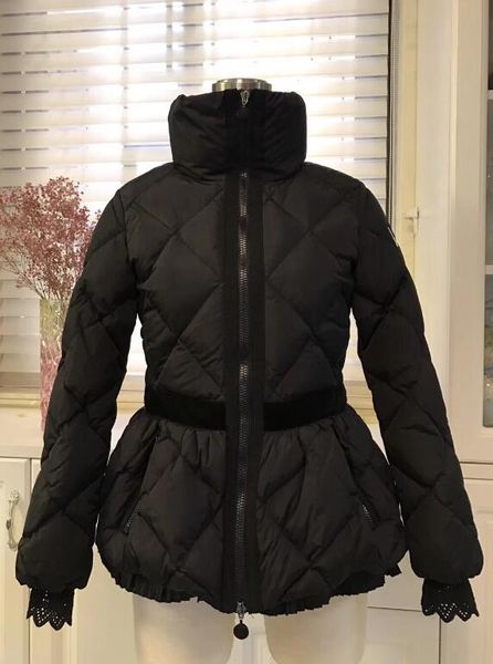 

женщины толстый мягкий теплый вниз пальто стенд воротник юбка стиль slim down jacket моды вниз parkas, Black