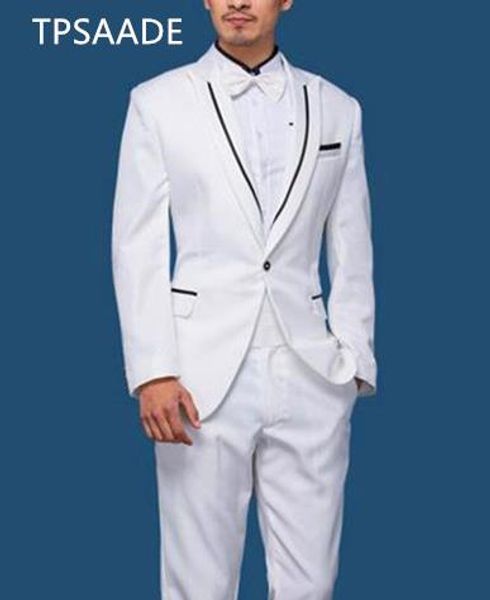 

new arrival elegant custom made 2 pieces slim fit men suit groomsmen tuxedos wedding prom performance mens suits (jacket+pants, White;black