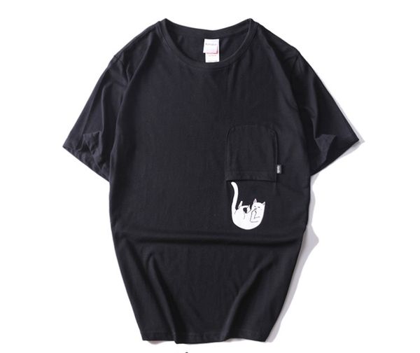 

2020 new couple models men and women designers high-quality cotton t-shirt meng meng cat cartoon printing summer short-sleeved round neck, White;black