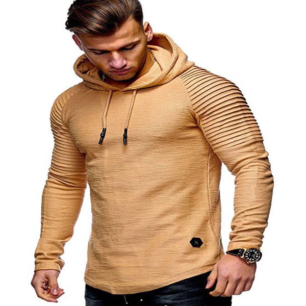 

2018 new style fashion muscle men long sleeve solid with hat casual slim fit hooded hoddies, Black