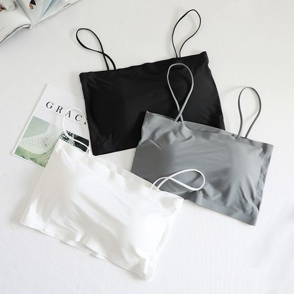 

sfit fashion bras for women push up lingerie ice silk seamless word sling vest female tube 2019 fashion, White;black