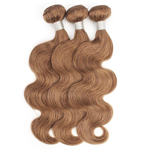 

kisshair цвет 30 medium auburn волос 3/4 связки бразильская человеческих волос weave объемная волна virgin extensions волос, Black