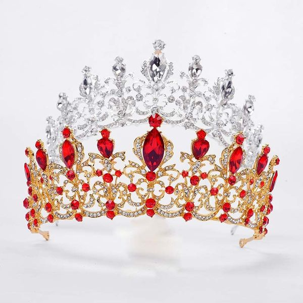 

vintage queen diadema bridal hair accessories crown rhinestones hairwear women jewelry baroque wedding jewelry headpieces tiaras, Golden;white