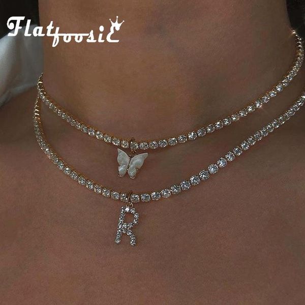 

flatfoosie fashion shiny crystal letter pendant necklace women silver color clavicle chain exquisite creative party jewelry gift jaoyh