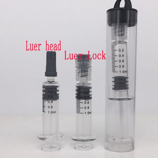 

Luer lock Head injuector 1ml Glass syringes with measurement mark 510 thread disposable vape cartridge concentrete oil filling tool pipes