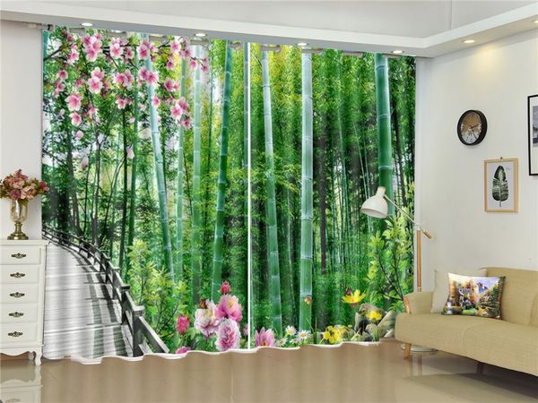 2019 Charming Peach Blossom Beautiful Bamboo Scenery Corridor 3d Landscape Curtains Bedroom Beautiful Practical Blackout Curtain From Yunlin189