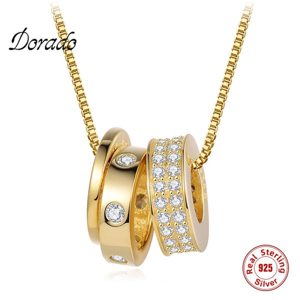 

dorado fashion 925 sterling silver three circle pendant necklace women girl roman numerals zircon party birthday gift collier