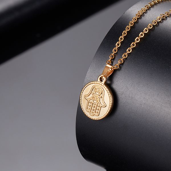 

2019 fashion necklace coin/heart/hand pendant necklace women gold/silver color stainless steel necklaces personalized charm gift