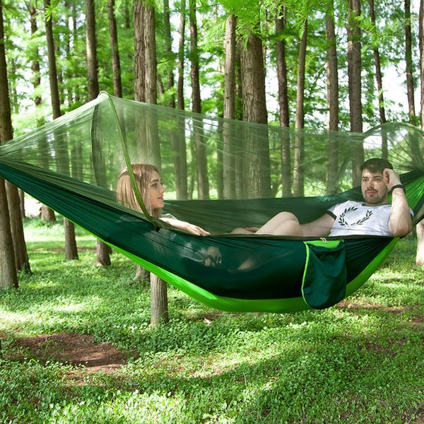 

1-2 portable person camping outdoor hammock with mosquito net swing sleeping