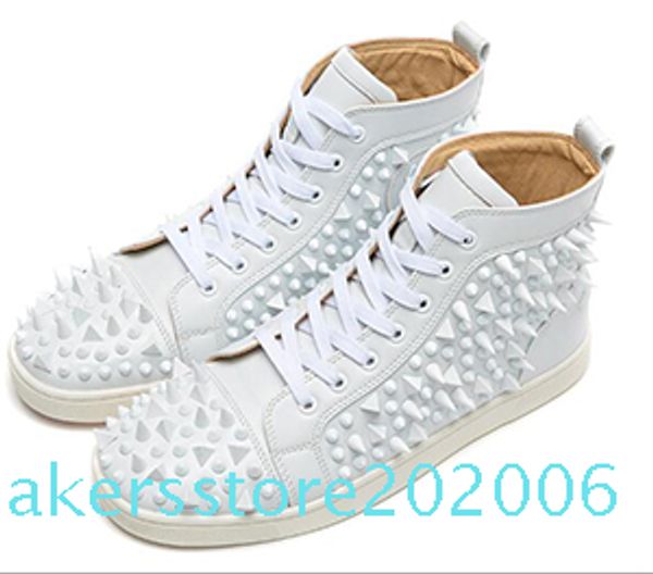 

fashion designer brand studded spikes flats shoes red bottom shoes for men and women party lovers genuine leather sneakers cv34al0 s06, Black
