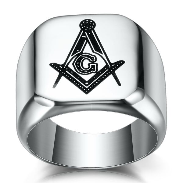 

wholesale-new designer stainless steel masonic ring for men master masonic signet ring mason ring jewelry, Silver