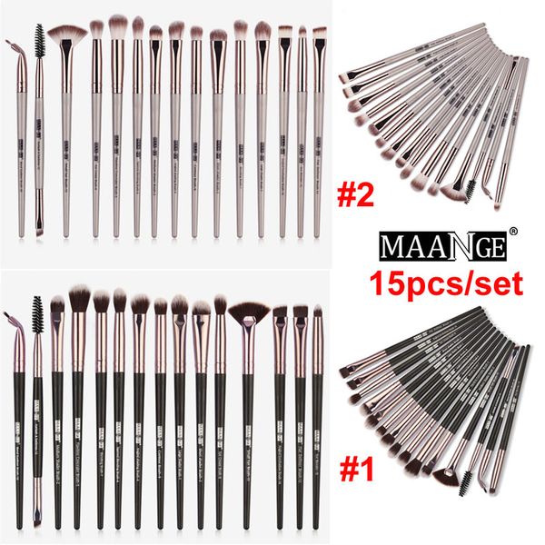 

maange makeup brush set 15 pcs makeup brushes powder eye shadow foundation contour highlighter eyebrow eyelash eyeliner brushes kit dhl