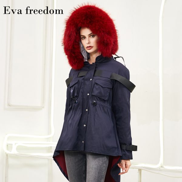 

big real fur collar hooded warm down coats female original oversize wool liner duck down coats thicker warm parkas coat f70, Black