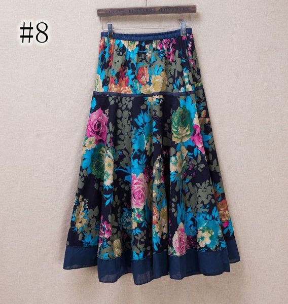 

cotton linen flower lady short skirt floral navy blue spring casual wear beach skirt designed skirts nice skirts price, Black