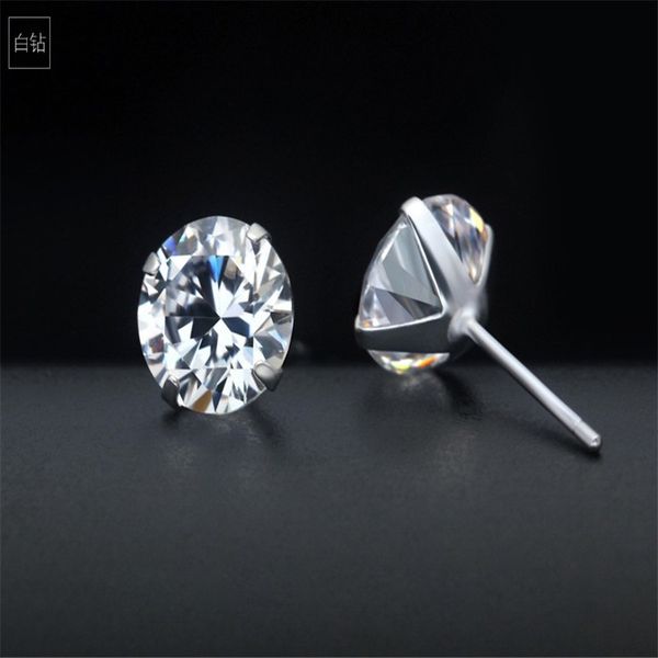 

new 925 sterling silver cz stud earring for women men fine jewelry simple trendy cubic zircon ear studs wedding jewelry, Black