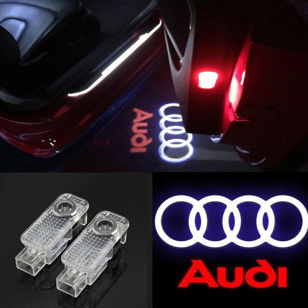 

2x car door led logo light laser projector lights ghost shadow welcome lamp easy installation for audi a1 a3 a4 a5 a6 a7 a8 q3 q7 r8 rs tt s