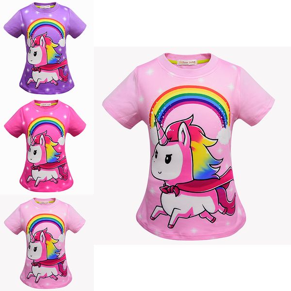 

baby girls unicorn print t-shirts summer shirt cotton children tees kids clothing 12 colors dhl tc181127w 70pcs