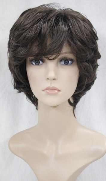 Wig001854 Fashion Dark Brown Women S Short Wavy Wig For
