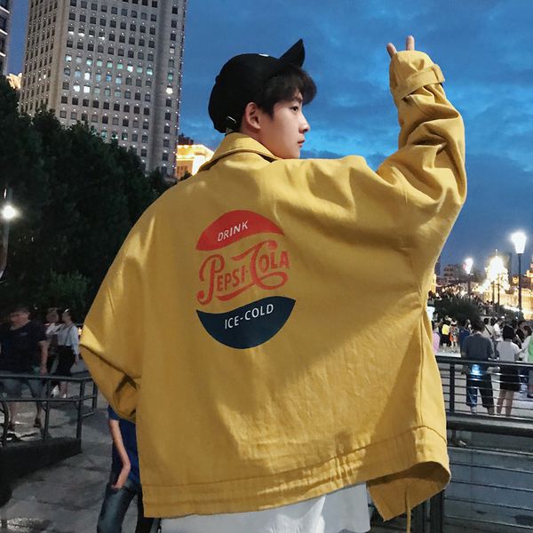 

2019 japanese handsome korean style trend student hip hop harajuku wind jacket boys korean version of the loose port wind jacket, Black;brown