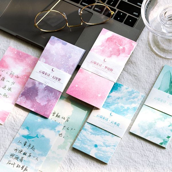 

30 sheets/set cloud fairy tale series memo pad cute message notes decorative notepad note paper memo stationery office supplies, Purple;pink