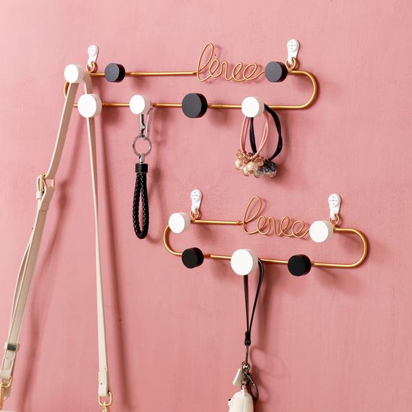 

wall mounted gold clothes hat hook nordic creative porch key coat rack door entrance wall hanging metal decorative clothe hanger